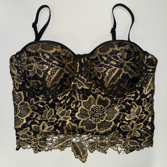 Gold Embellished Bebe Corset Top S - Picture 2 of 4